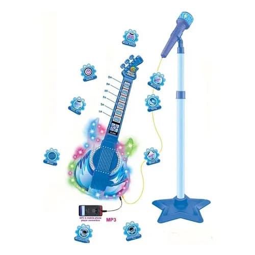 Micrófono De Pie Con Guitarra Eléctrica Juguete Infantil — imagen 3 de 8