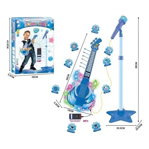 Micrófono De Pie Con Guitarra Eléctrica Juguete Infantil — imagen 2 de 8