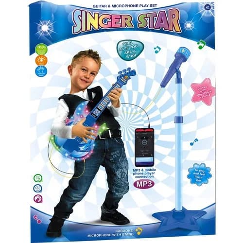 Micrófono De Pie Con Guitarra Eléctrica Juguete Infantil — imagen 4 de 8