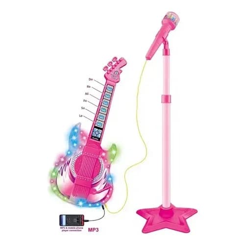 Micrófono De Pie Con Guitarra Eléctrica Juguete Infantil — imagen 7 de 8
