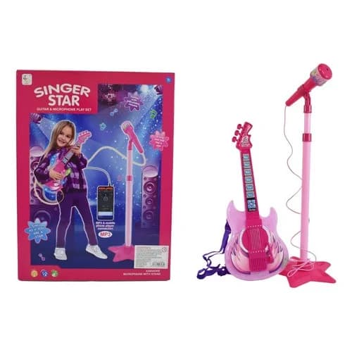 Micrófono De Pie Con Guitarra Eléctrica Juguete Infantil — imagen 5 de 8