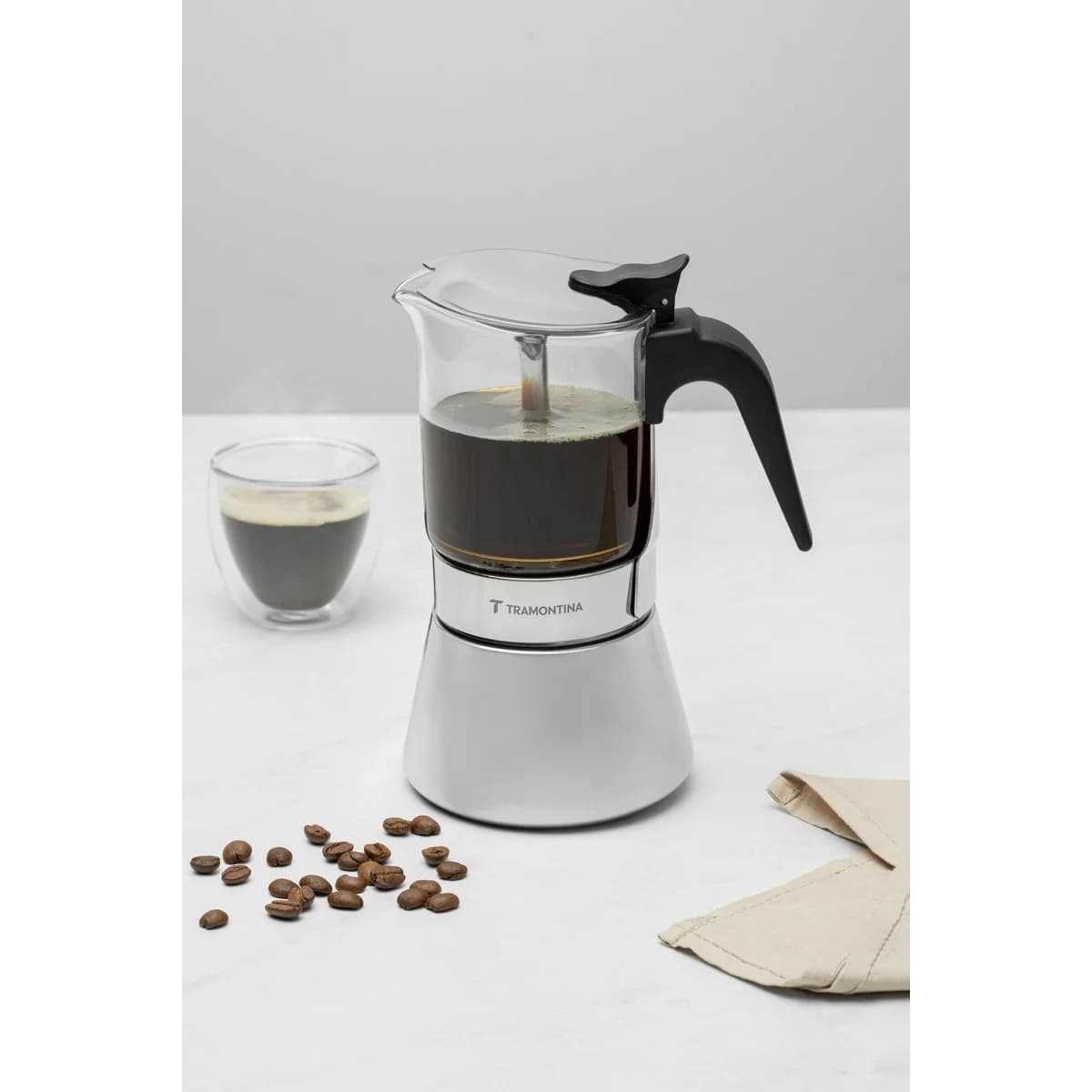 Cafetera Tramontina Acero Inox Vidrio de Borosilicato 300 ml — imagen 3 de 5