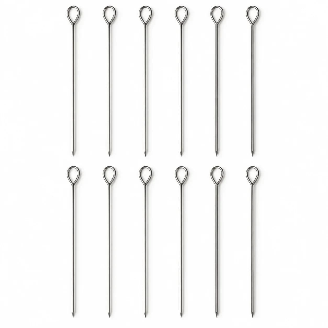 Set 12 Pinchos de Acero para Brochetas y Parrilla 35 cm