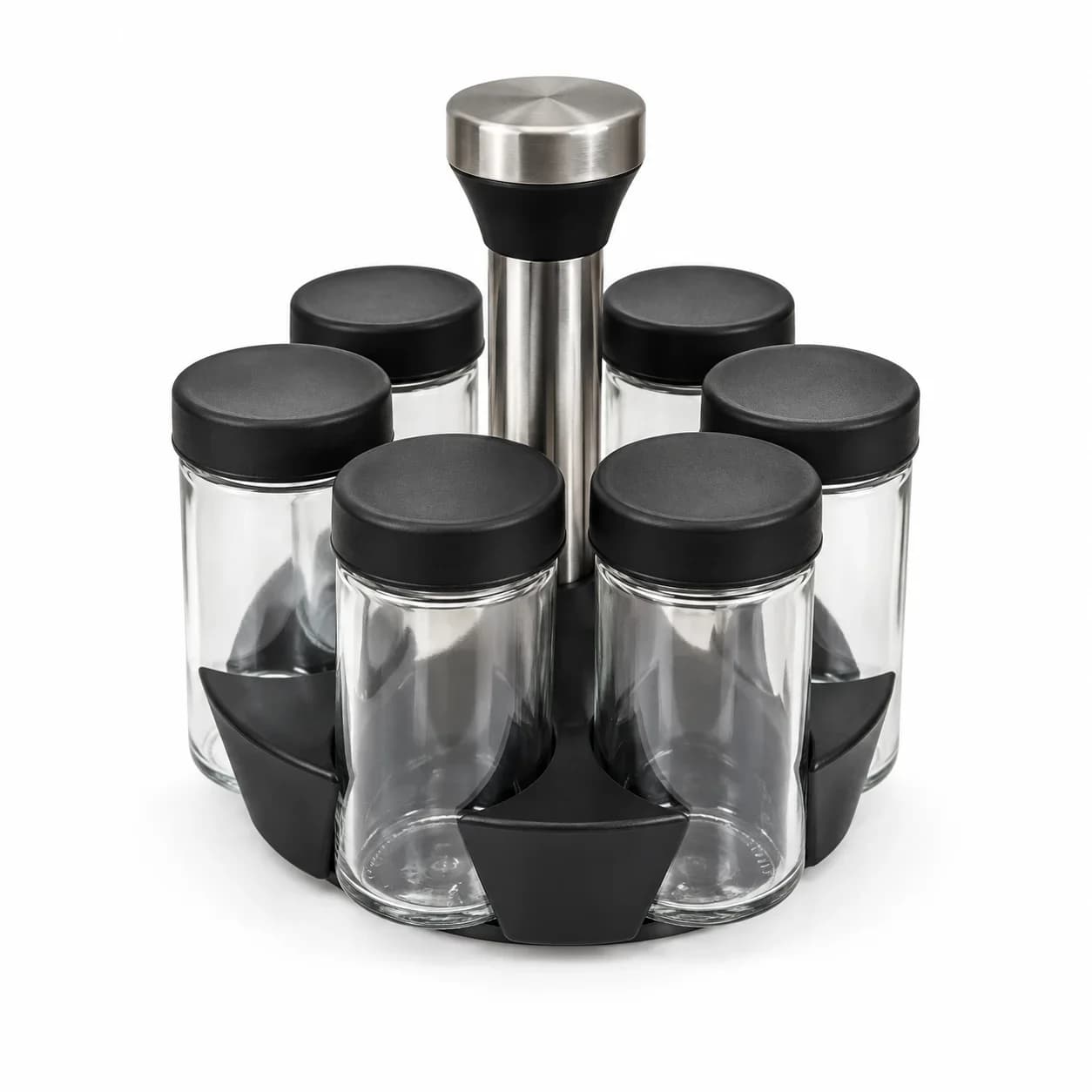 Especiero Giratorio Negro con 6 Frascos de Vidrio — imagen 1 de 2