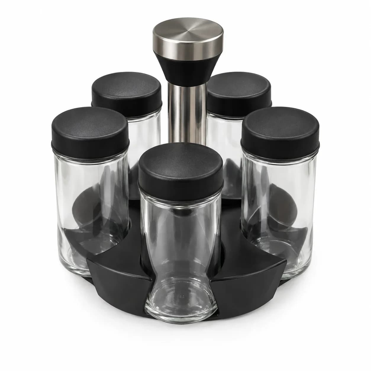 Especiero Giratorio Negro con 6 Frascos de Vidrio — imagen 2 de 2