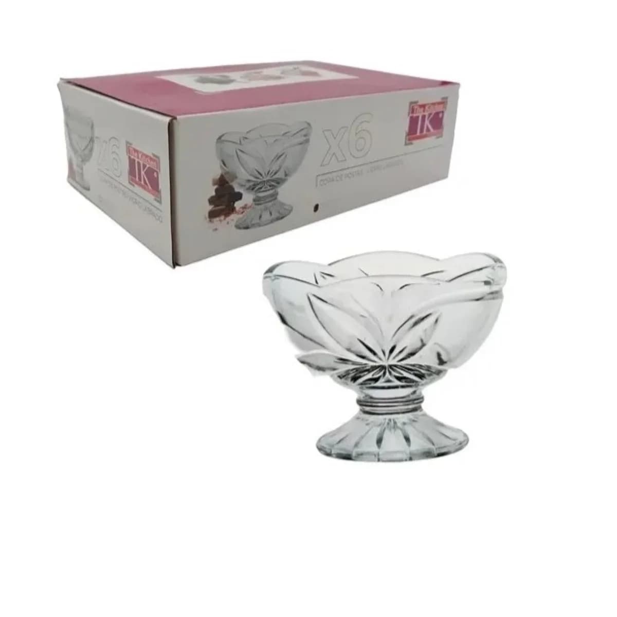 Set 6 Copas de Vidrio Helado Postre Flor 158 ml — imagen 2 de 2