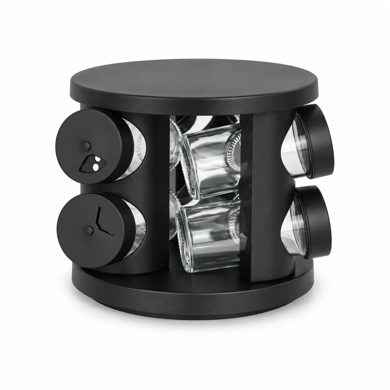 Especiero Giratorio Negro 6 Frascos 13,5 x 16 x 5 cm