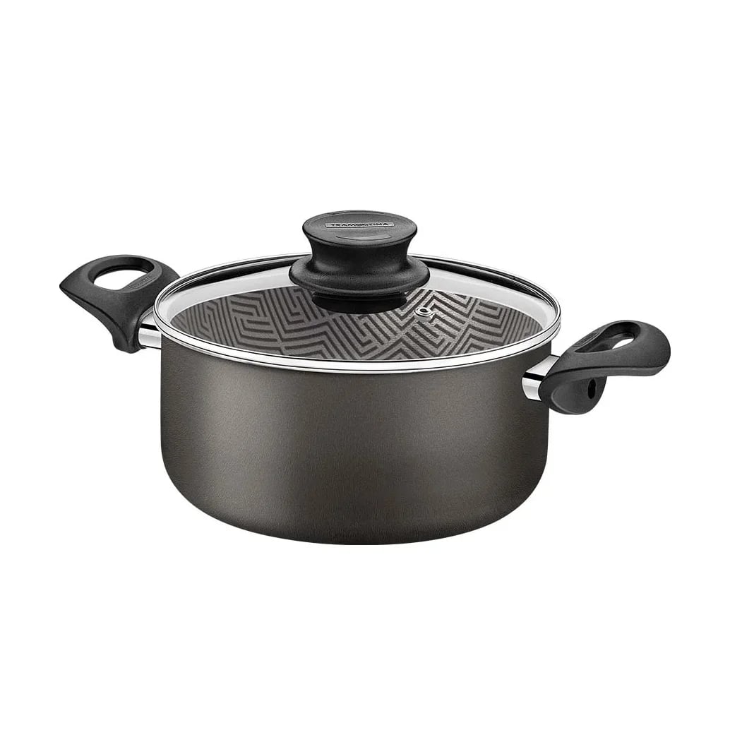 Cacerola con tapa de vidrio Tramontina Paris antiadherente 24 cm 4.9 L plomo