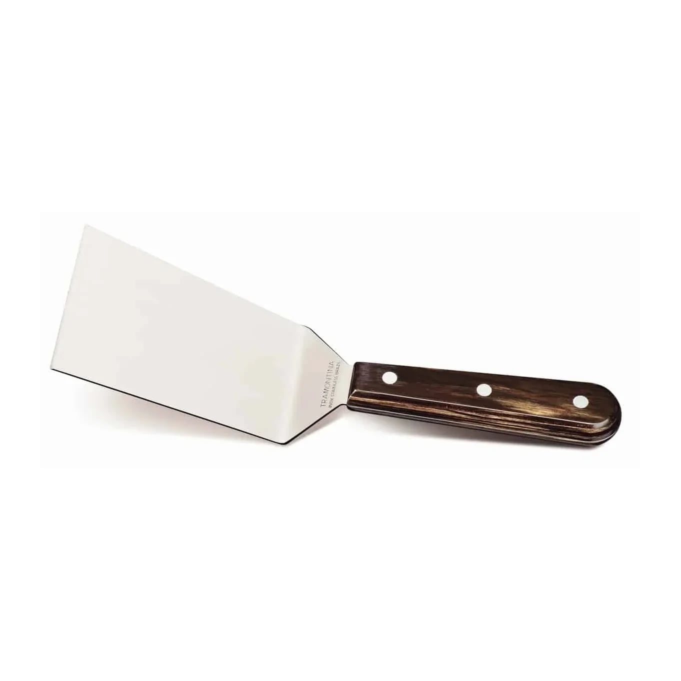 Espátula para frituras Tramontina Polywood de acero inoxidable 5 pulgadas marrón