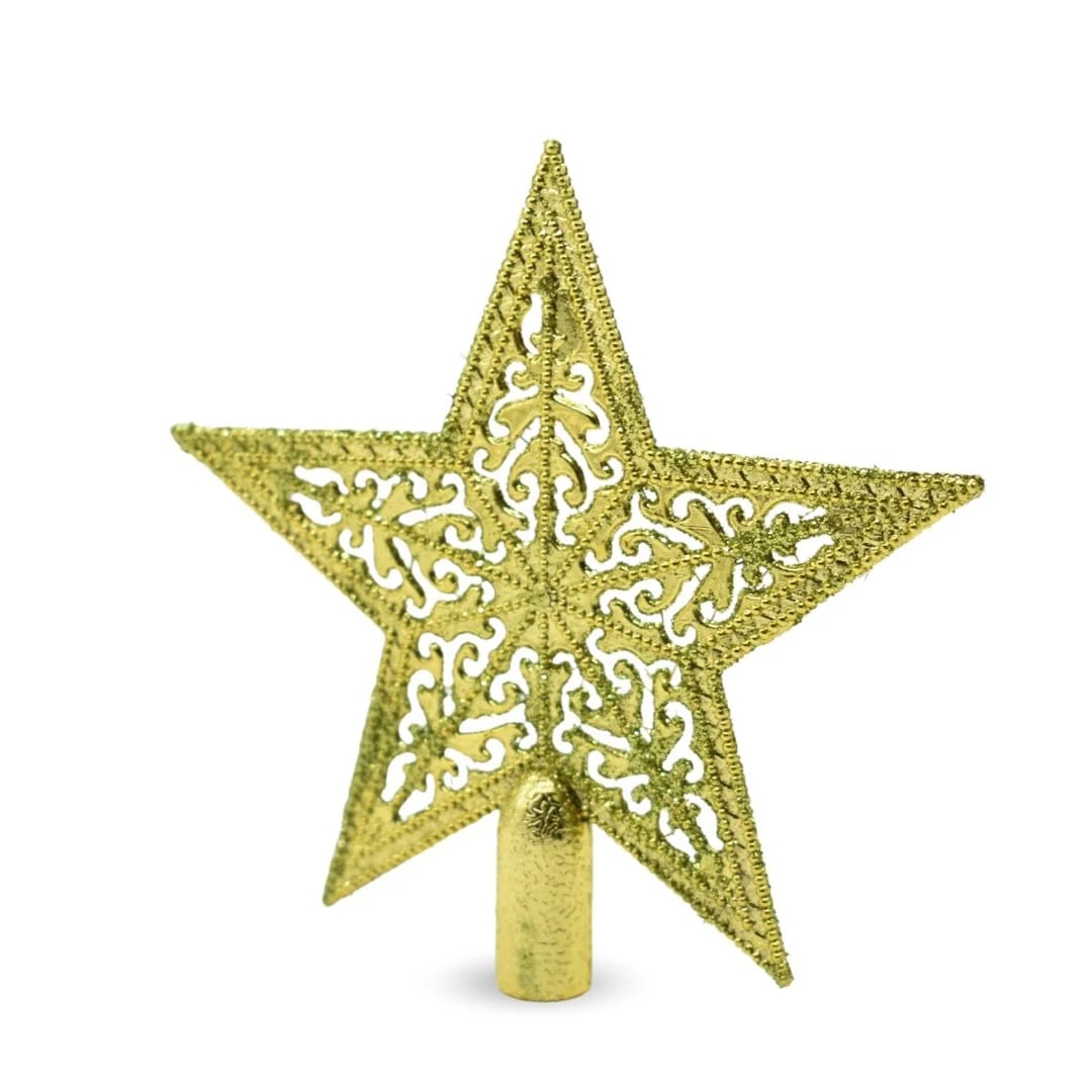 Punta estrella para árbol de Navidad dorada 10 cm