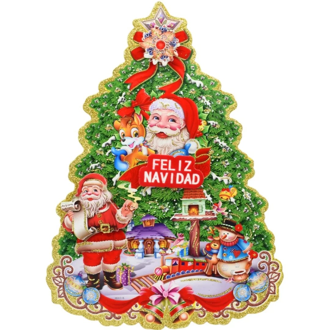 Adorno navideño de cartón para pared 25 × 18 cm