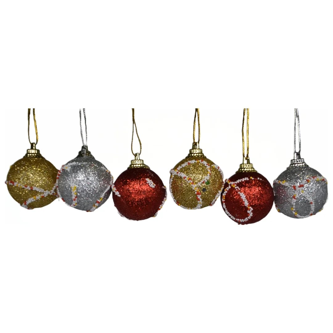 Bolas de Navidad con glitter 4 cm — Pack x 6
