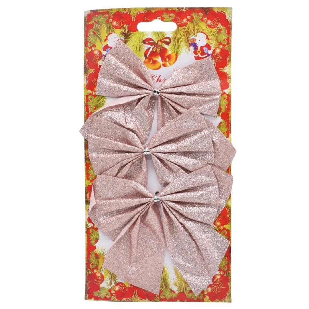 Moñas navideñas 10 × 12 cm. Rosado — Pack x 3