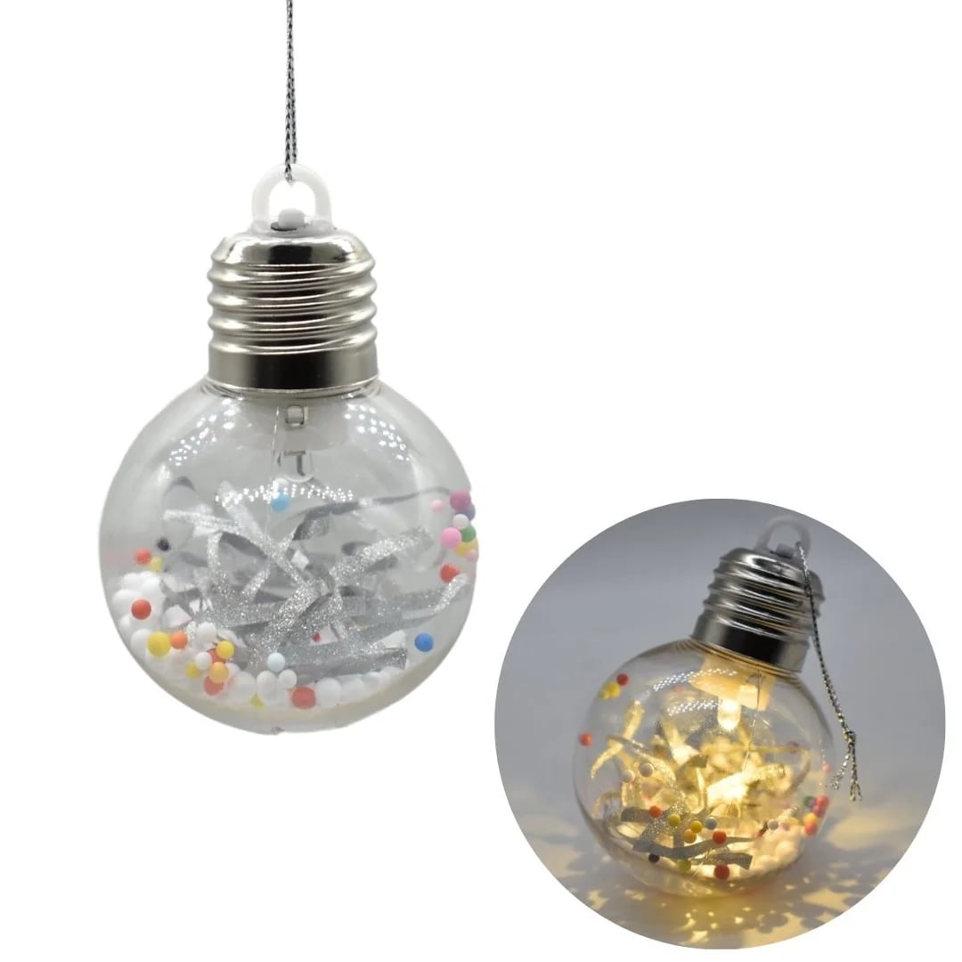 Bola de Navidad transparente con luz 6 cm
