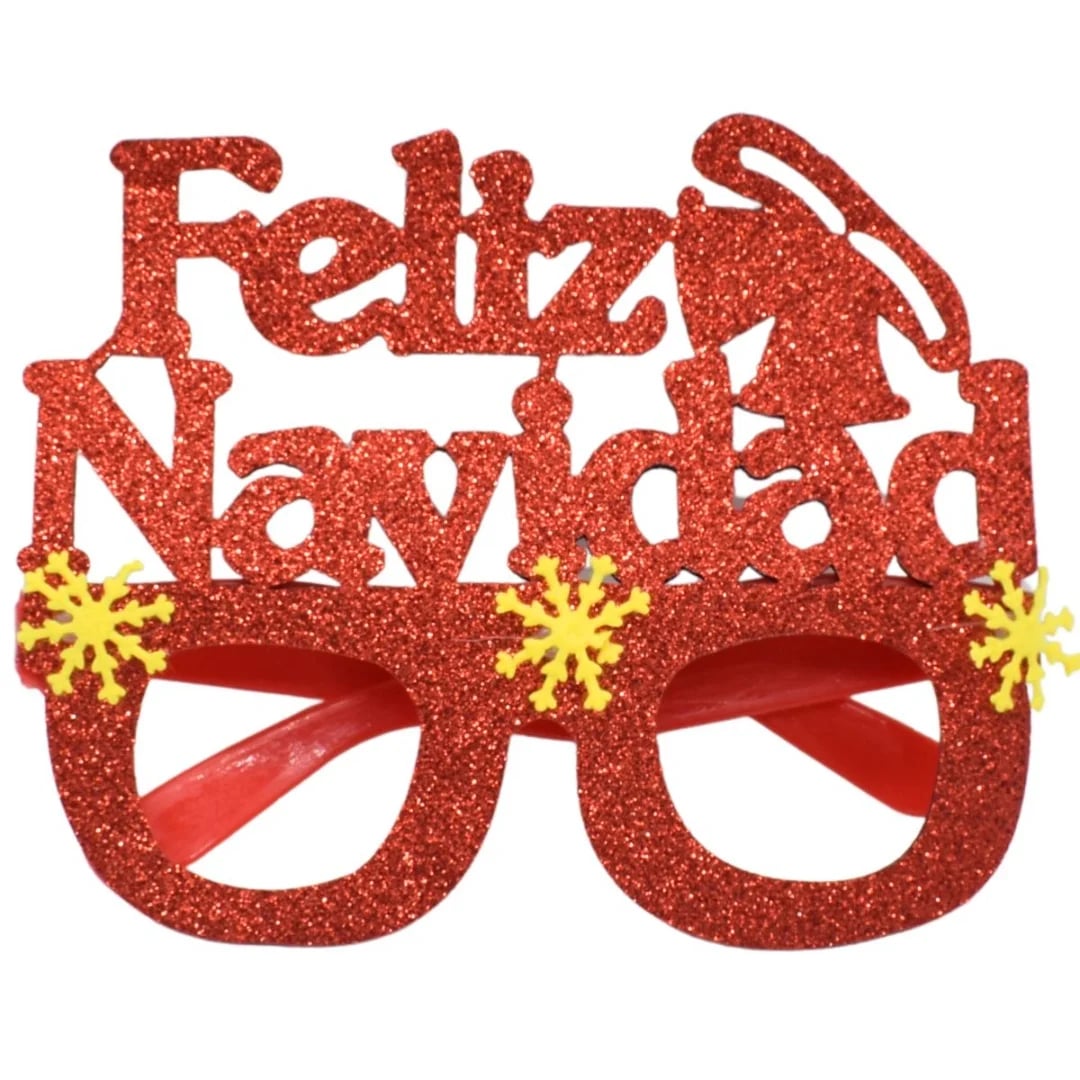 Lentes de cotillón Navidad 14 × 14 cm rojo