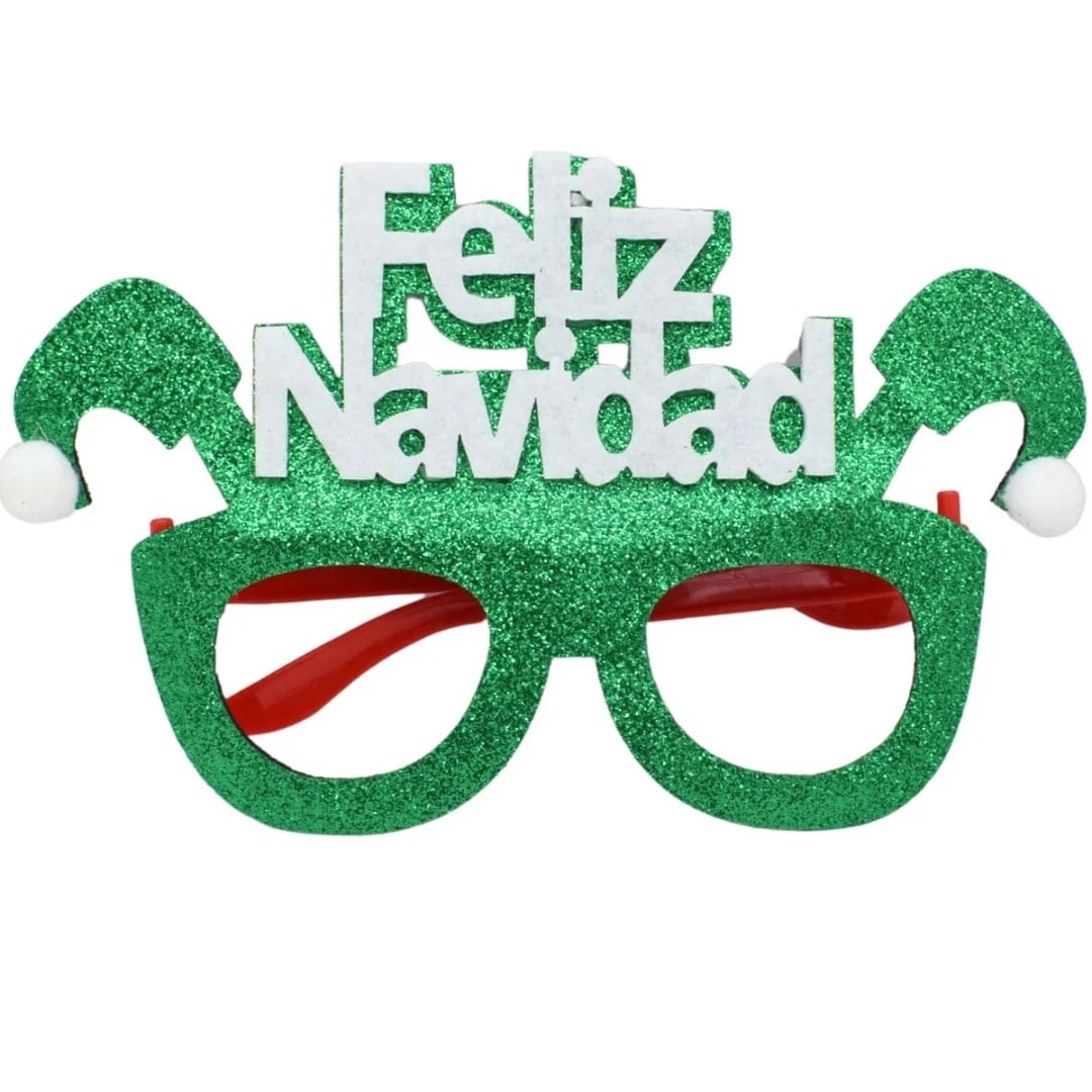 Lentes de cotillón Navidad 14 × 14 cm verde y rojo