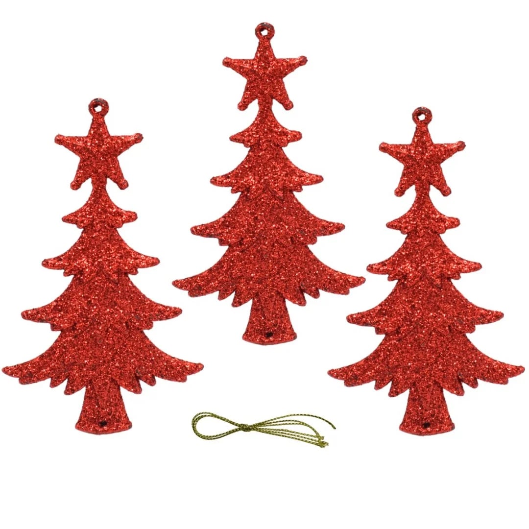 Adorno de Navidad colgante con brillos x 3 rojo