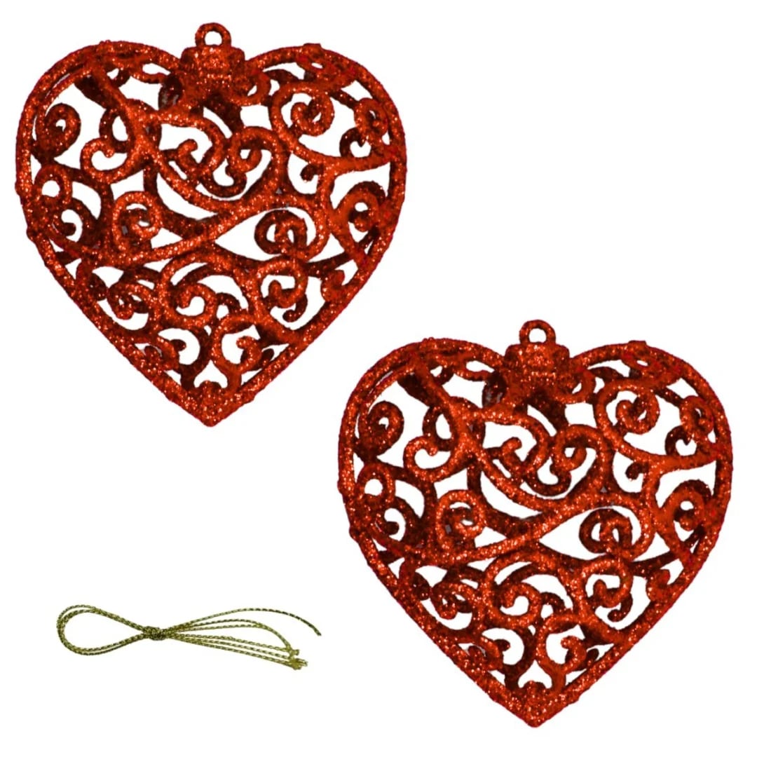 Adorno de Navidad colgante con brillos x 2 rojo