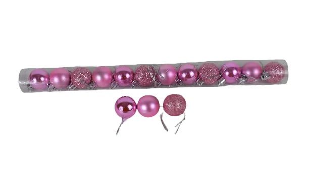 Bolas de Navidad 3 cm rosa rosado — Pack x 12