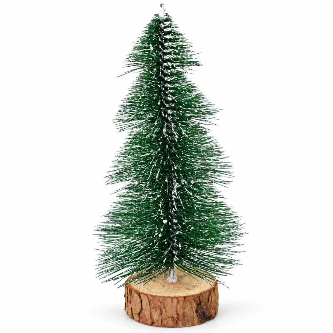 Mini árbol de Navidad en base de madera 20 cm
