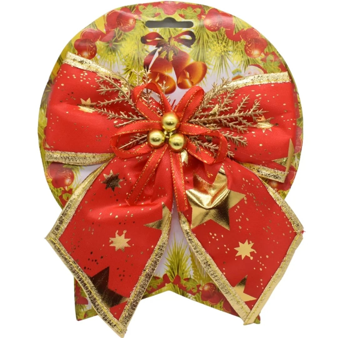 Adorno de Navidad moña roja 16 × 17 cm
