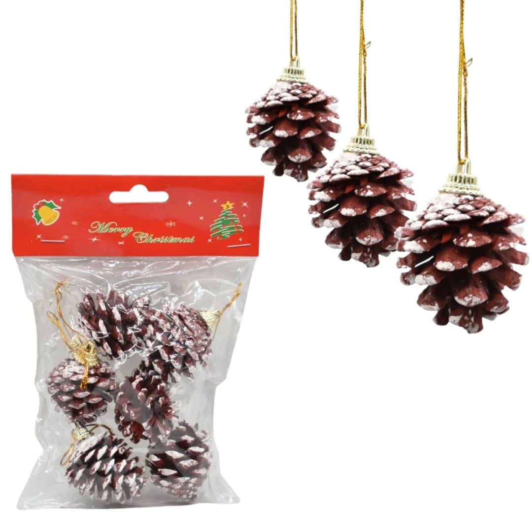 Piñas colgantes de Navidad — Pack x 6