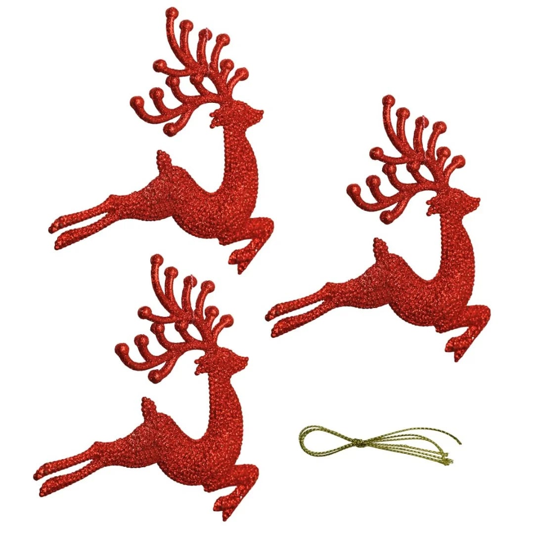 Adorno de Navidad colgante con brillos x 3 rojo