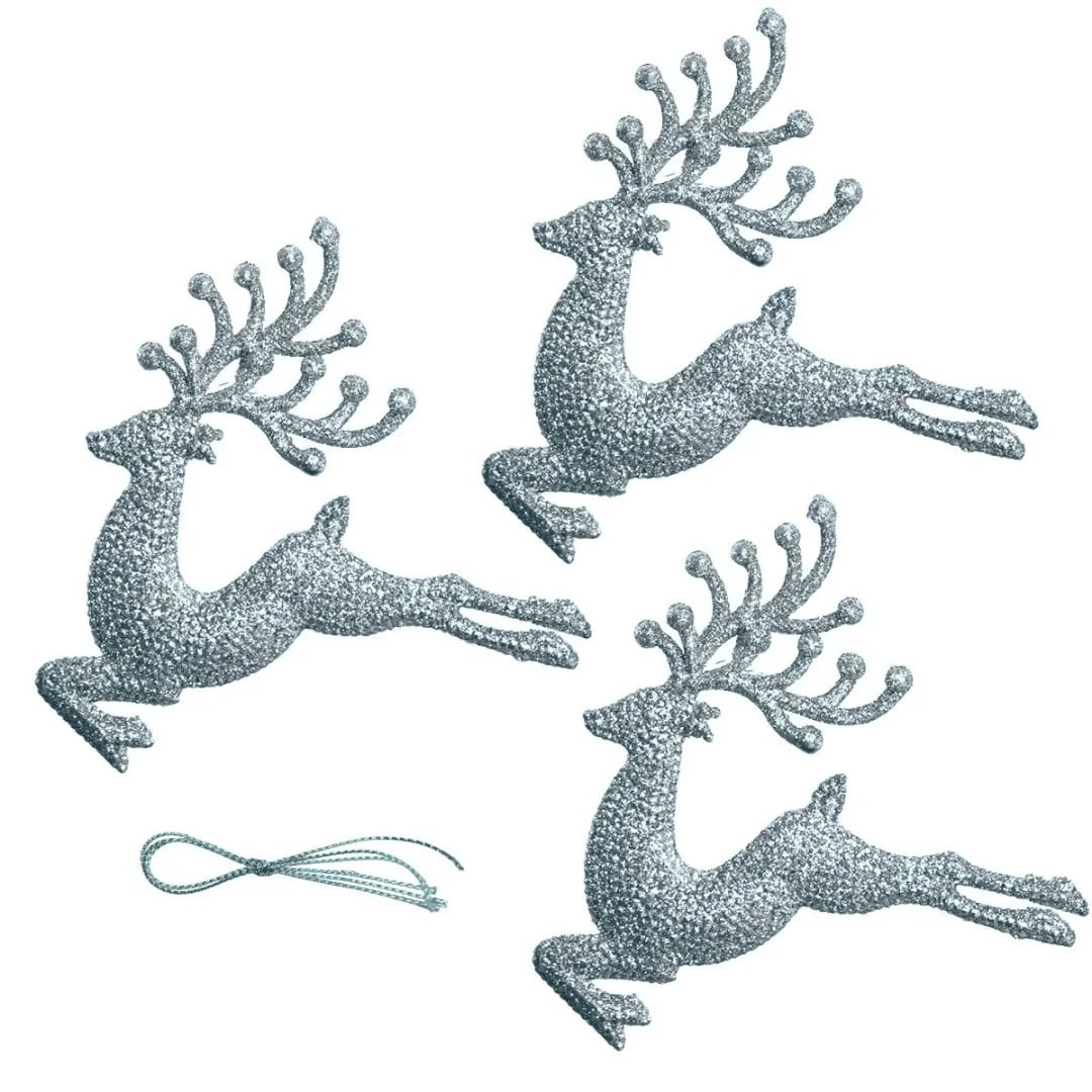 Adorno de Navidad colgante con brillos x 3 plateado