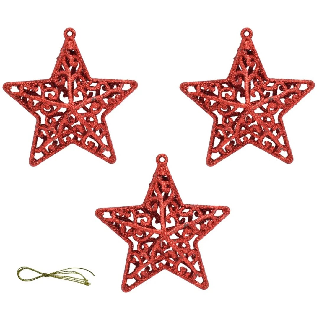 Adorno de Navidad colgante con brillos x 3 rojo