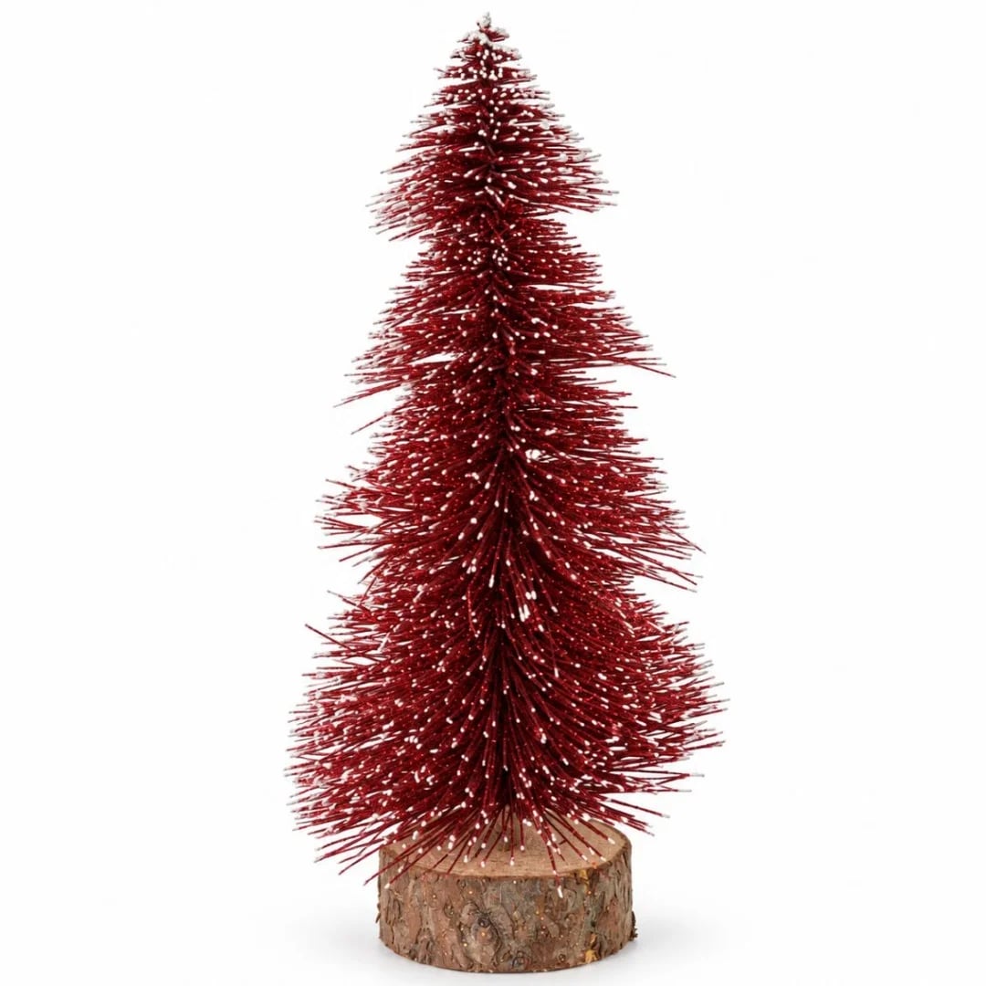 Mini árbol de Navidad en base de madera 20 cm