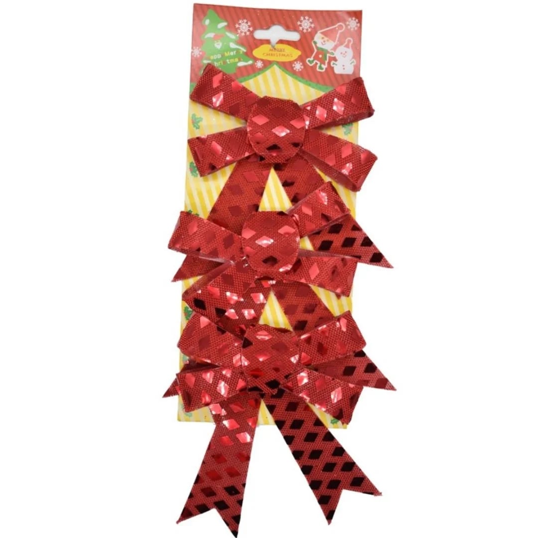 Moñas navideñas 12 × 9 cm rojo — Pack x 3