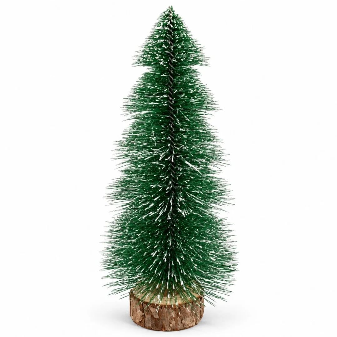 Mini árbol de Navidad en base de madera 27 cm