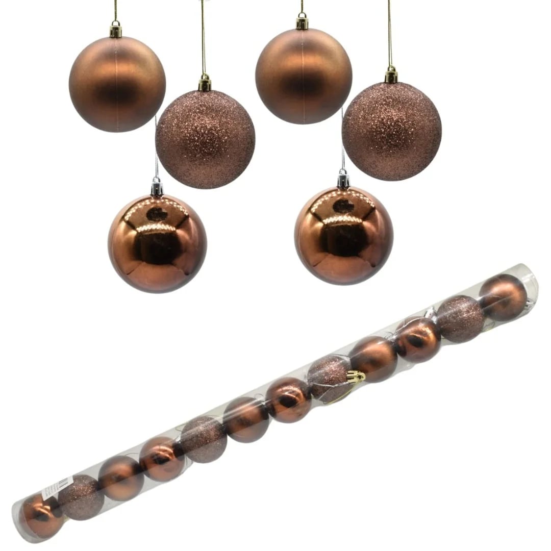 Bolas de Navidad 5 cm marrón — Pack x 12