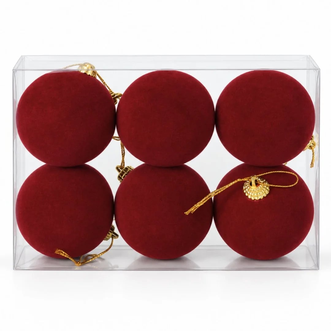 Bolas de Navidad bordó 6 cm — Pack x 6