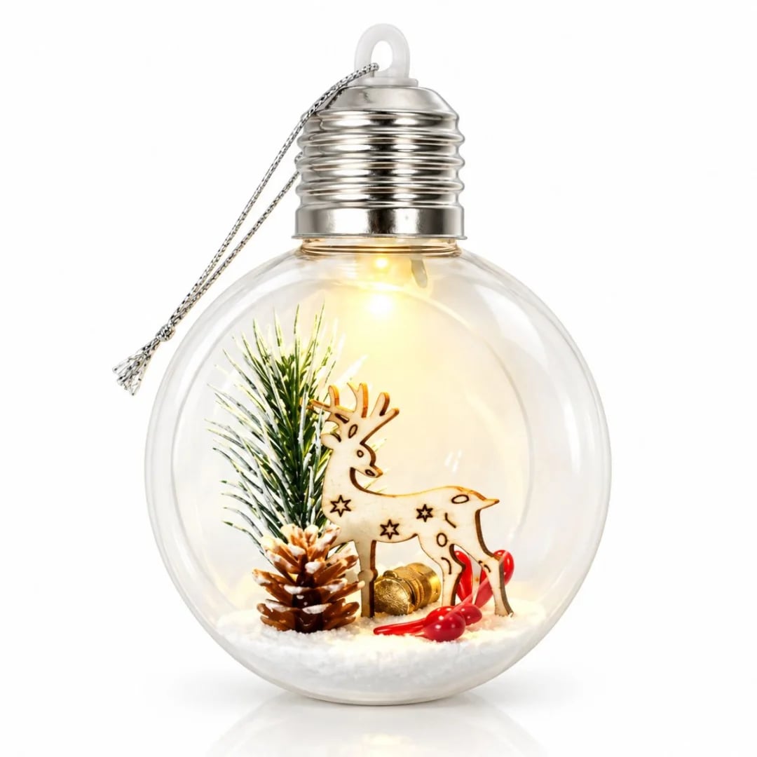 Adorno Navideño esfera con luz 8 cm