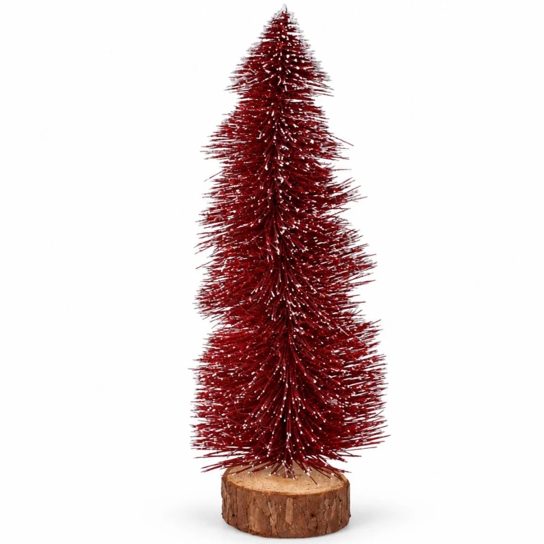 Mini árbol de Navidad en base de madera 27 cm