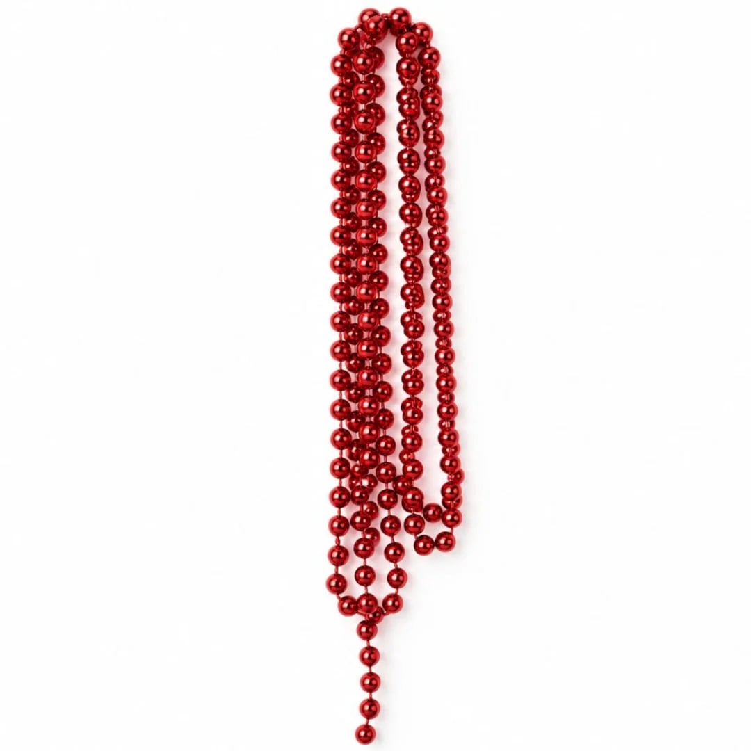 Guirnalda Navideña de perlas rojas 270 cm