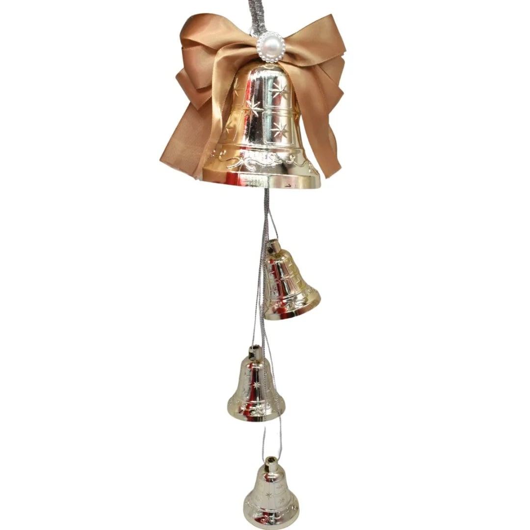 Adorno colgante navideño campanas 34 × 8 cm dorado
