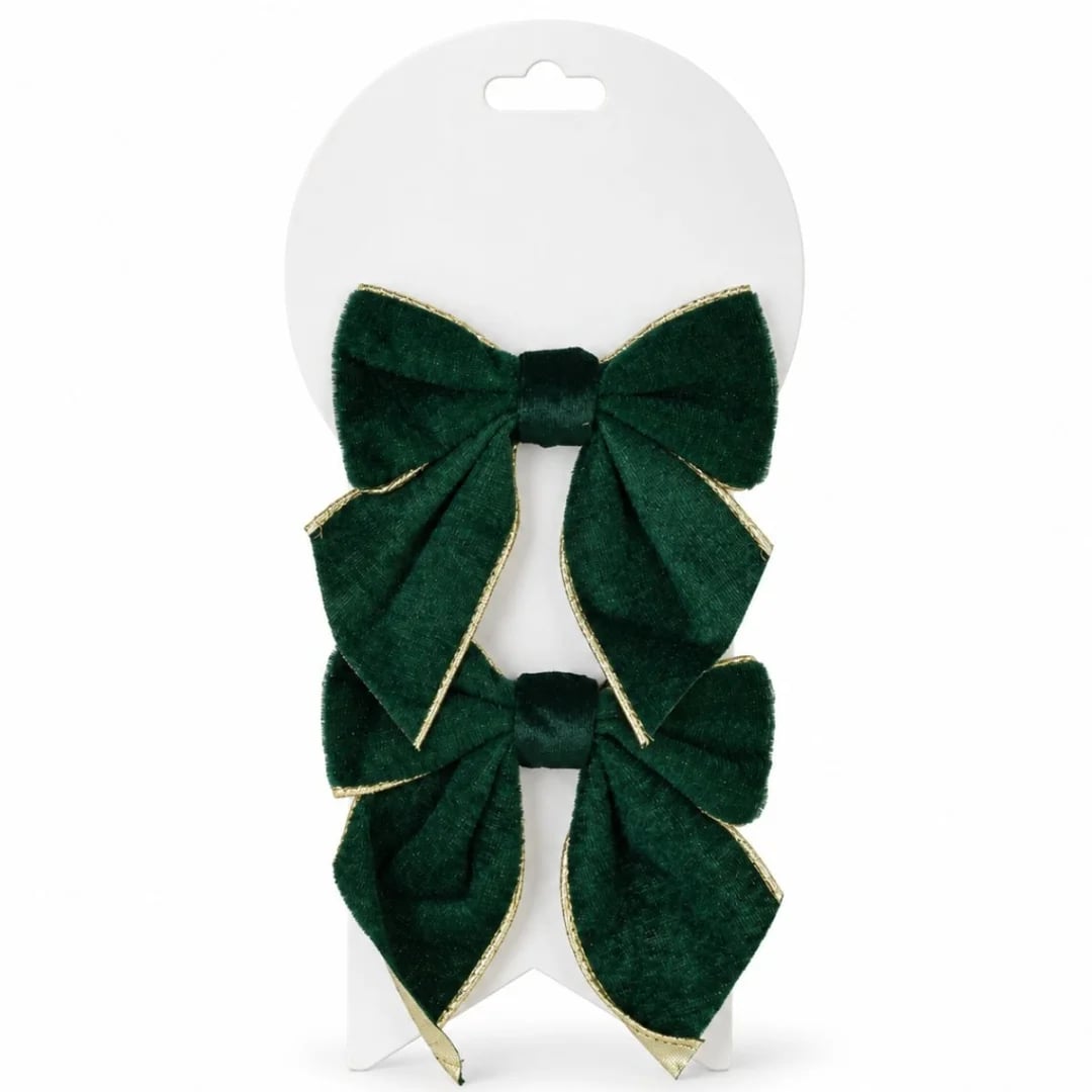 Moñas decoración Navideña verde — Pack x 2