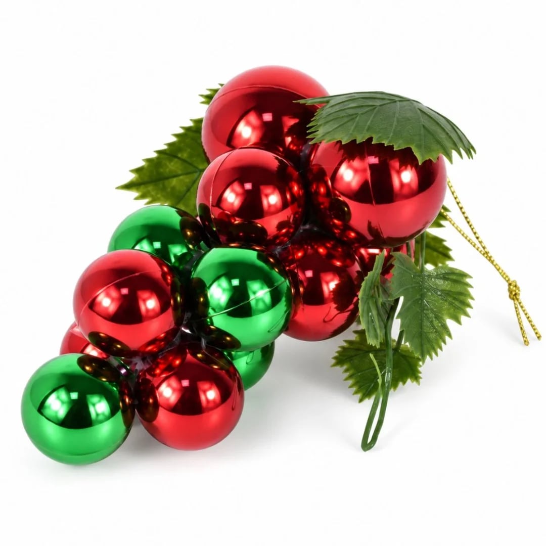Adorno Navideño racimo colgante 15 cm rojo y verde