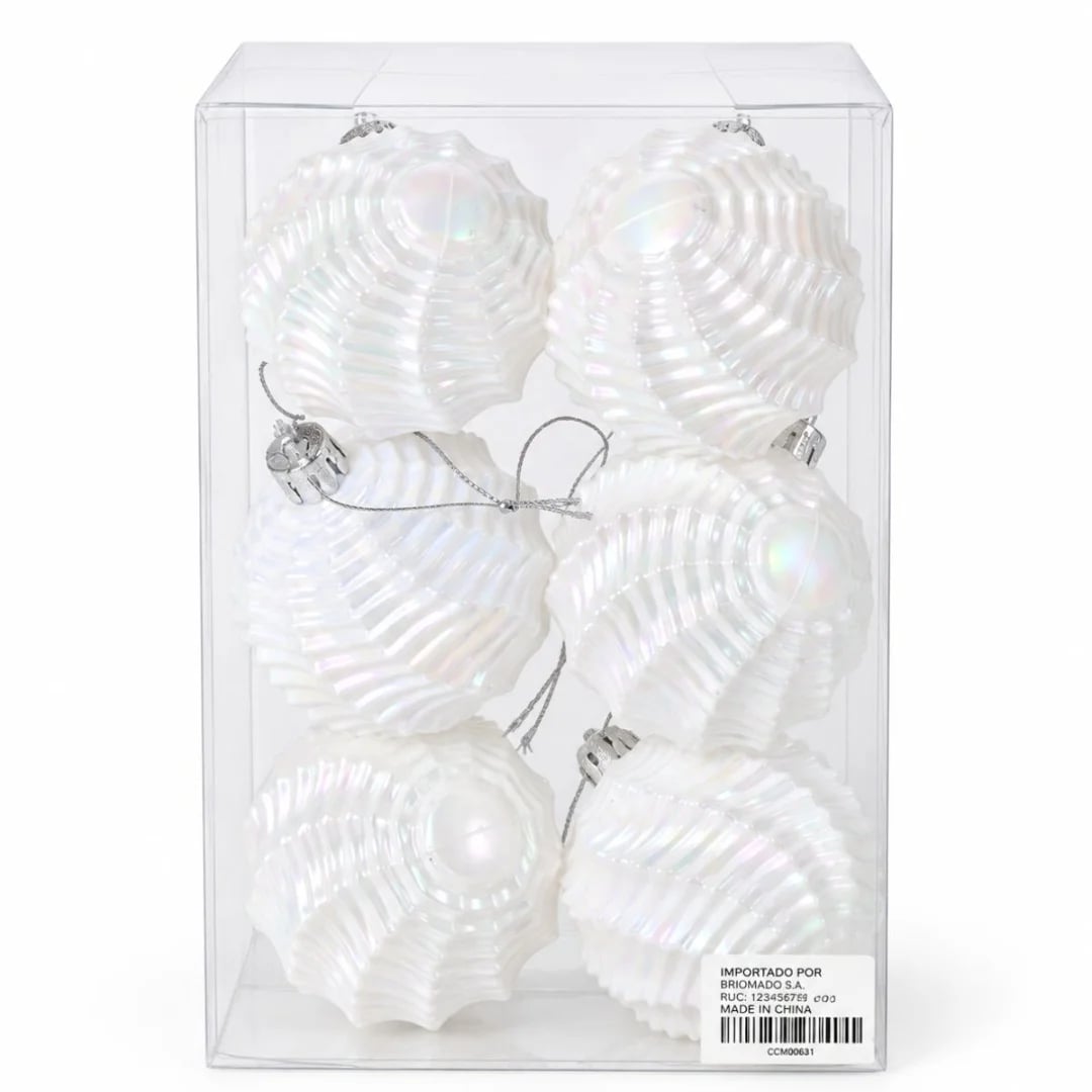 Bolas de Navidad 6 cm perladas blanco perlado — Pack x 6