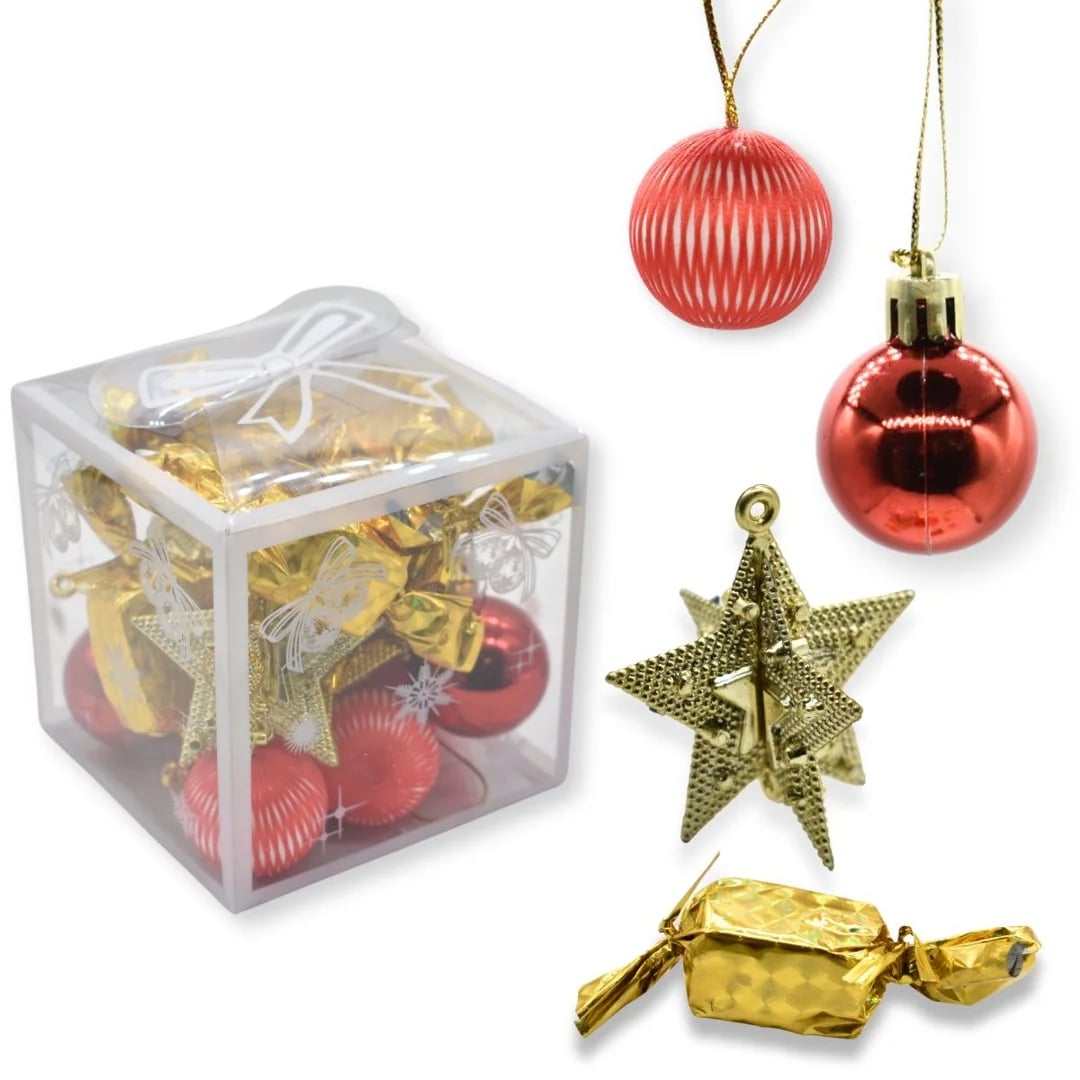 Bolas y adornos de Navidad rojo 3 cm — Pack x 18
