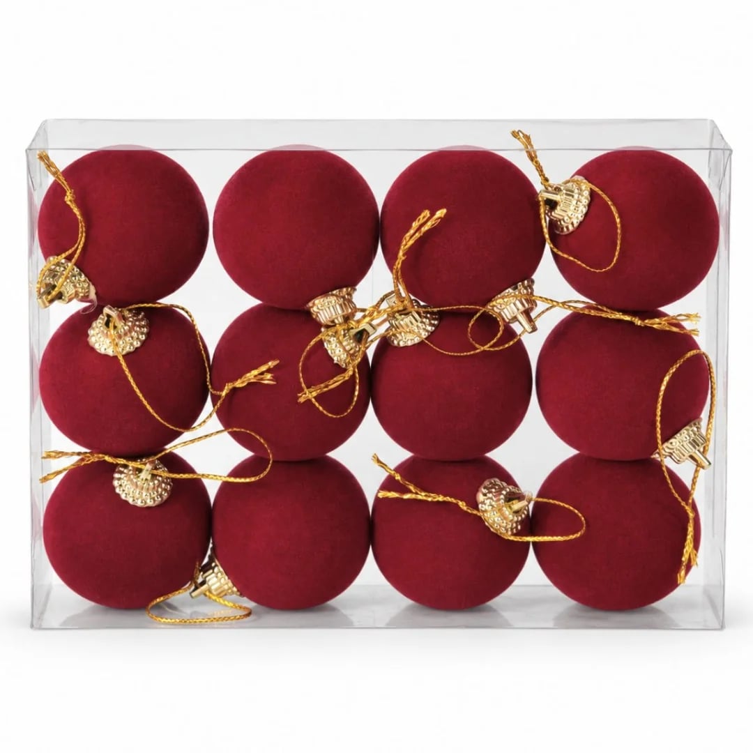Bolas de Navidad bordó 4 cm — Pack x 12