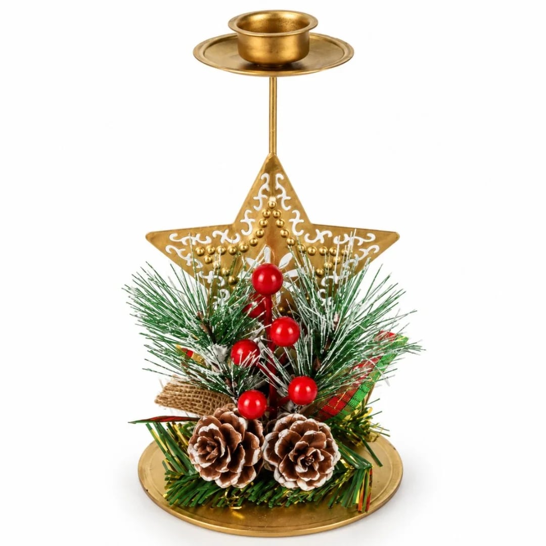 Portavela navideño decorativo 15,5 cm