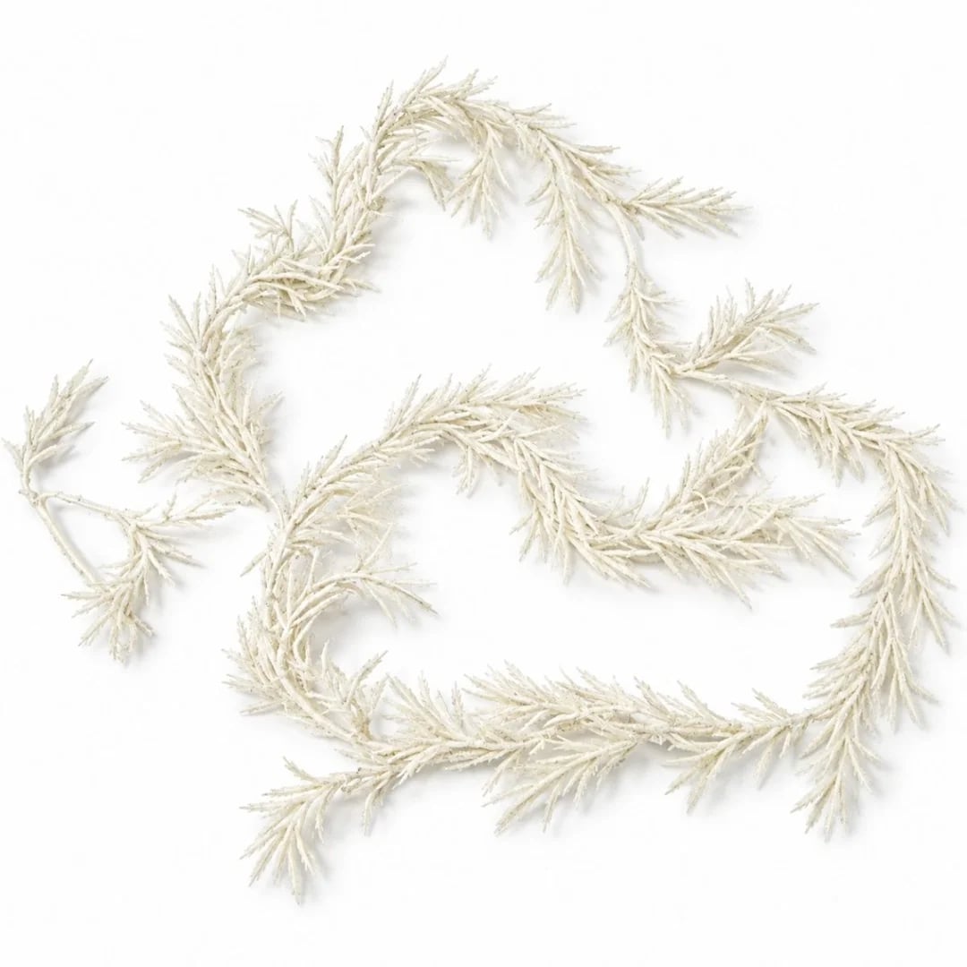 Guirnalda Navideña blanca con hojas 170 cm