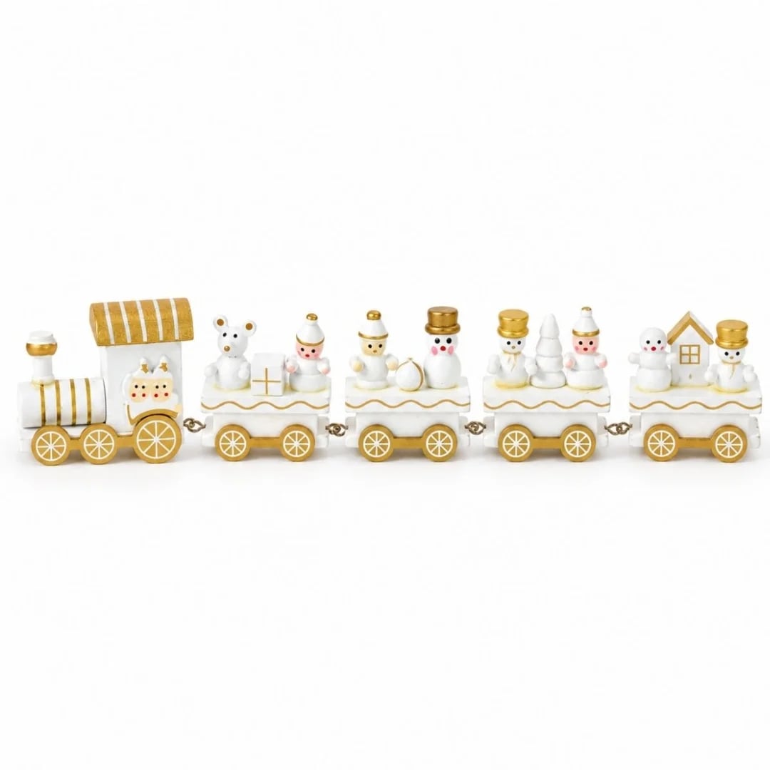 Tren Navideño de madera 26 × 5 cm blanco