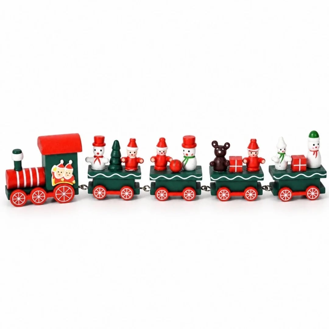 Tren Navideño de madera 26 × 5 cm verde