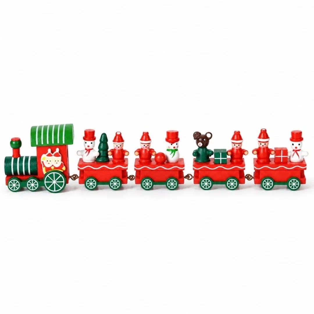 Tren Navideño de madera 26 × 5 cm rojo