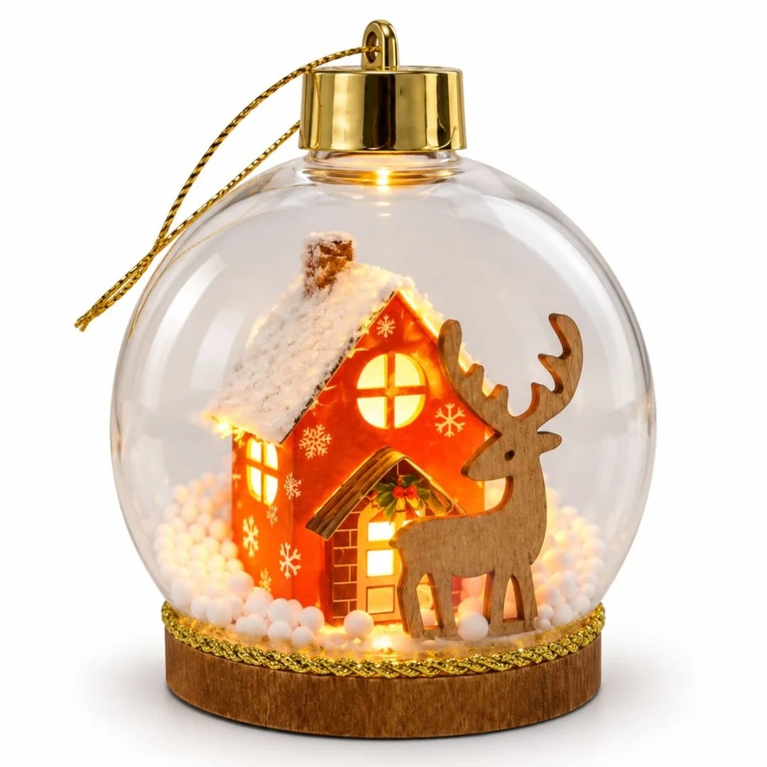 Adorno de Navidad bola con luz 11,5 × 8 cm