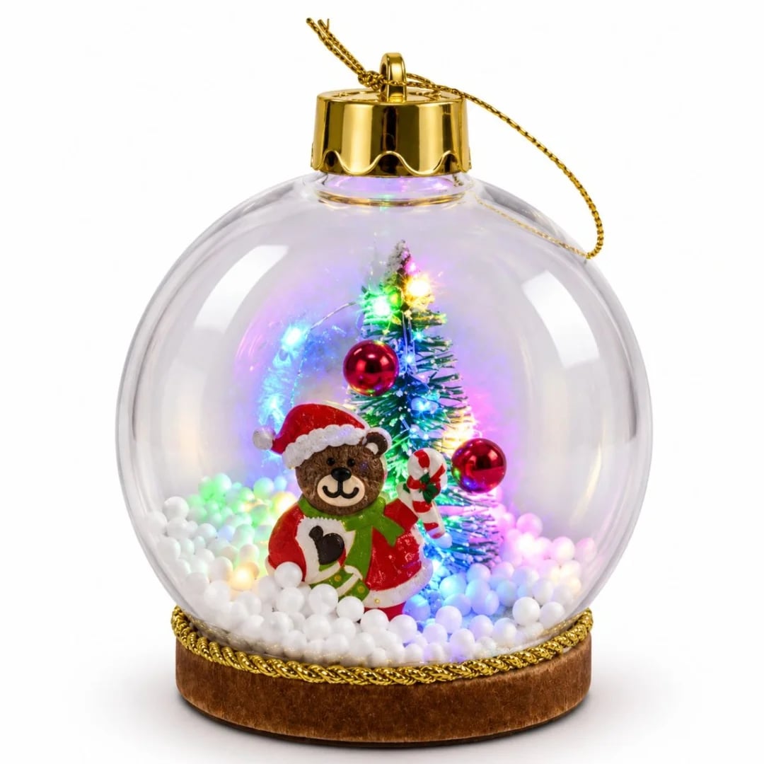 Adorno de Navidad bola con luz 11,5 × 8 cm
